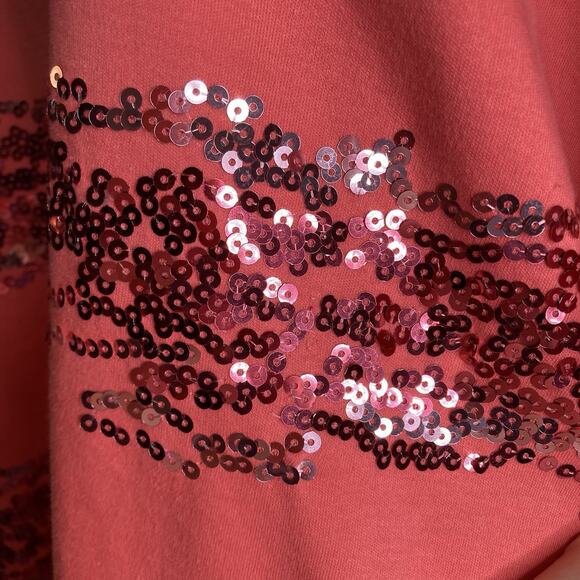 Quacker Factory Women's Coral Sequin Striped Tunic Top Size 1X Maximalist Glam - Picture 9 of 11